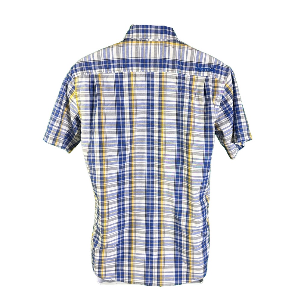 Marmot Button Down Shirt Mens Small Blue Plaid Short Sleeve Outdoor Casual - Picture 4 of 5